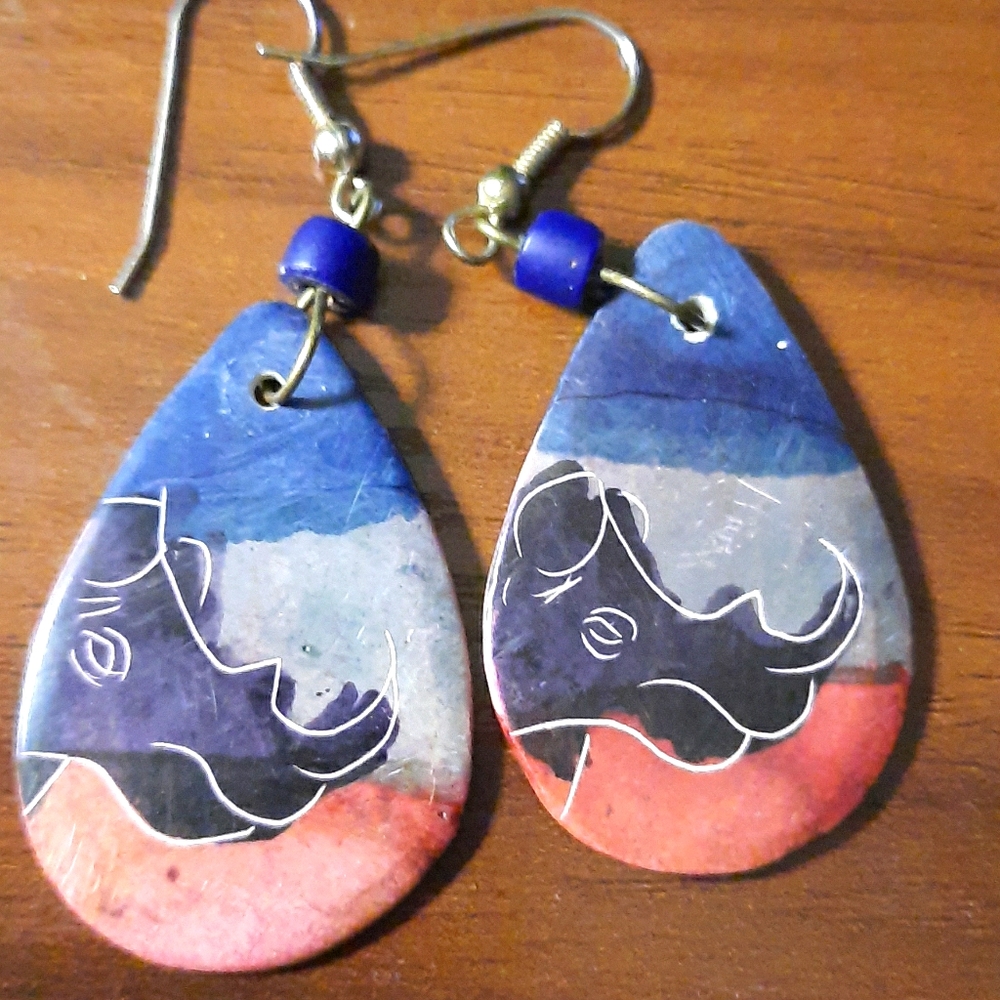 Hand painted stone earrings